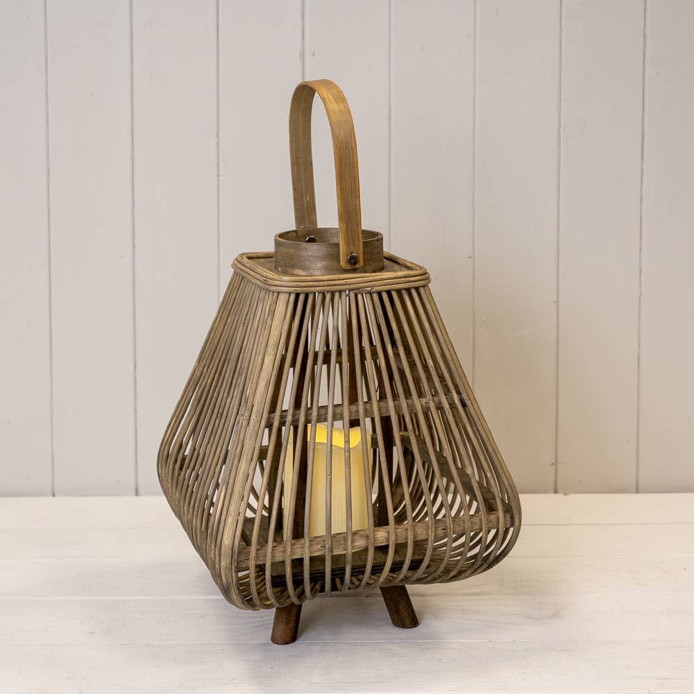 Small Bamboo Lantern with LED Candle