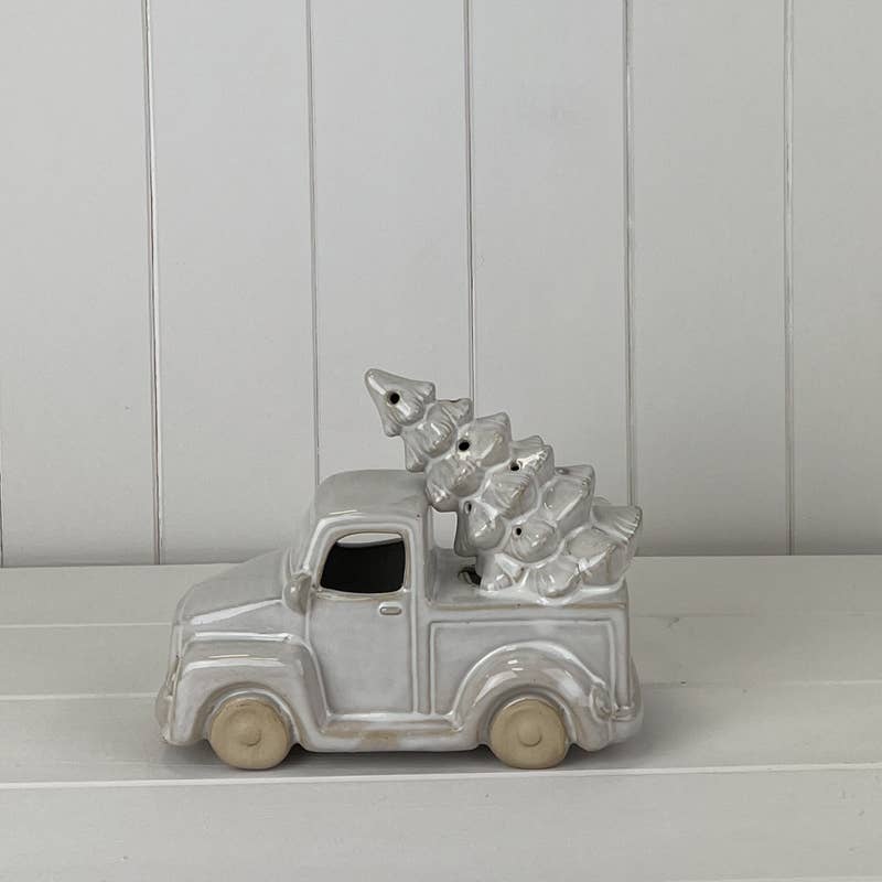Glazed Ceramic Car Tree Ornament/Textured Detail Led #2