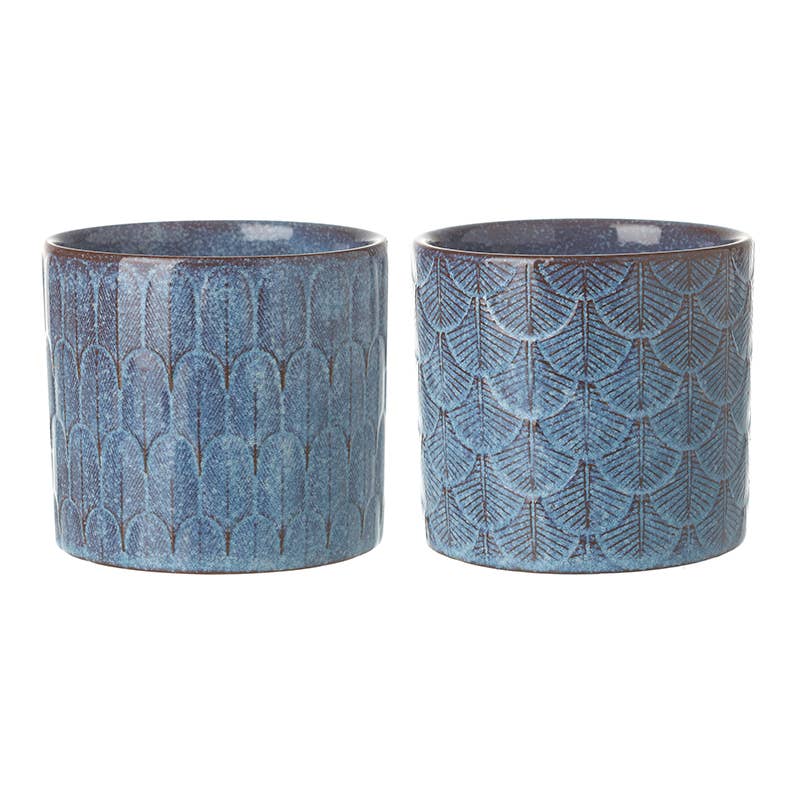 Blue Patterned Plant Pot