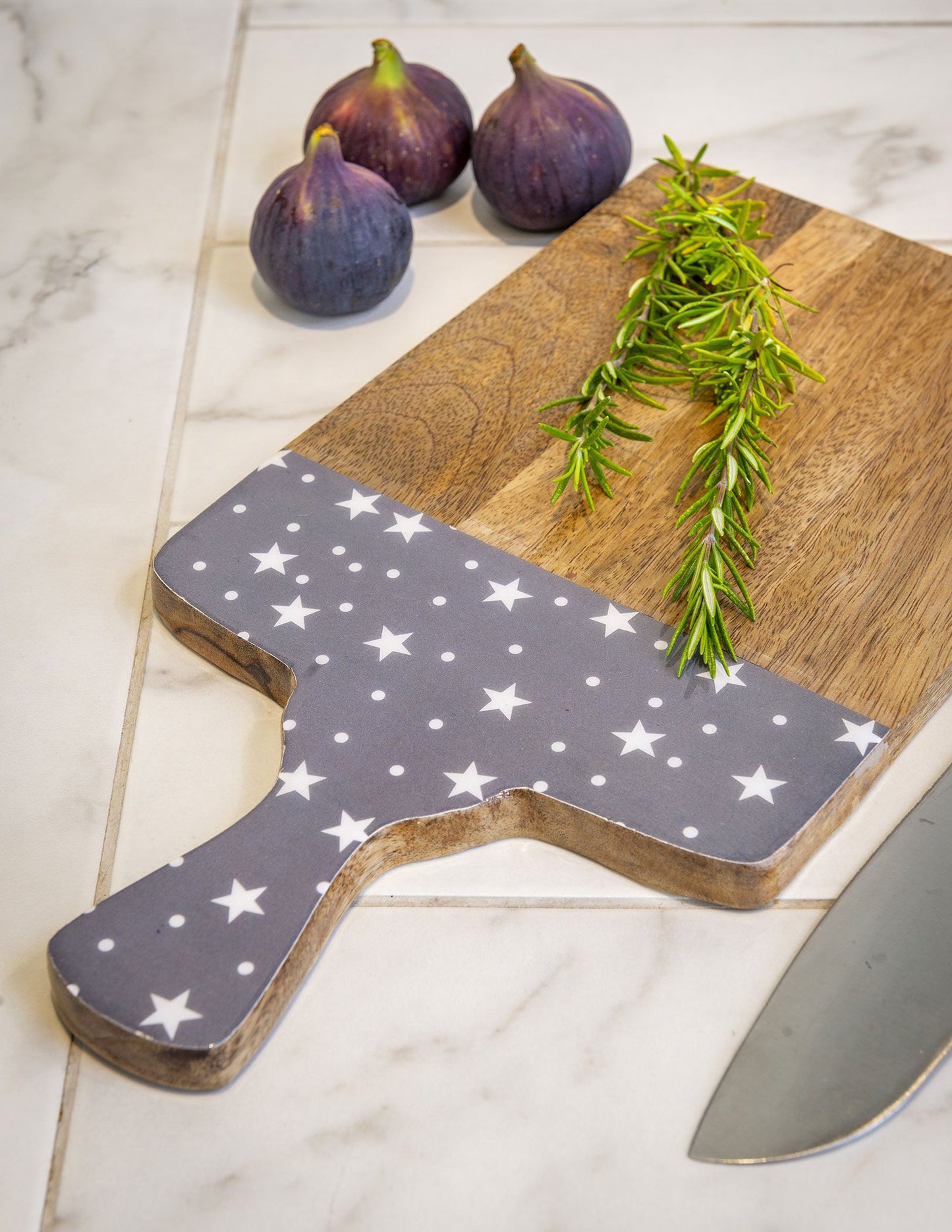 Large Enamel Stars Wooden Serving Board