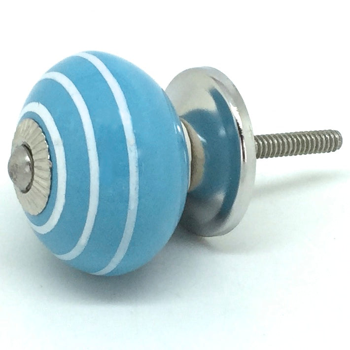 Blue Stripe Ceramic Knob