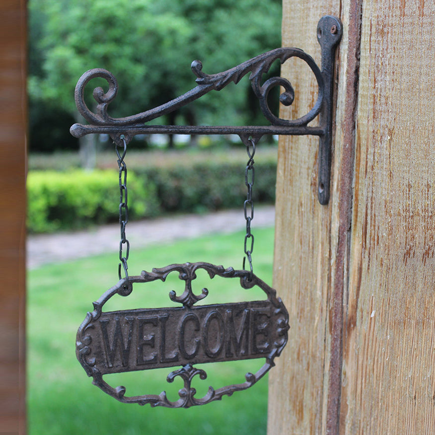 Cast Iron Welcome Sign with Bracket