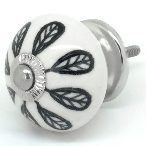 Oasis Black & White Ceramic Furniture Knob