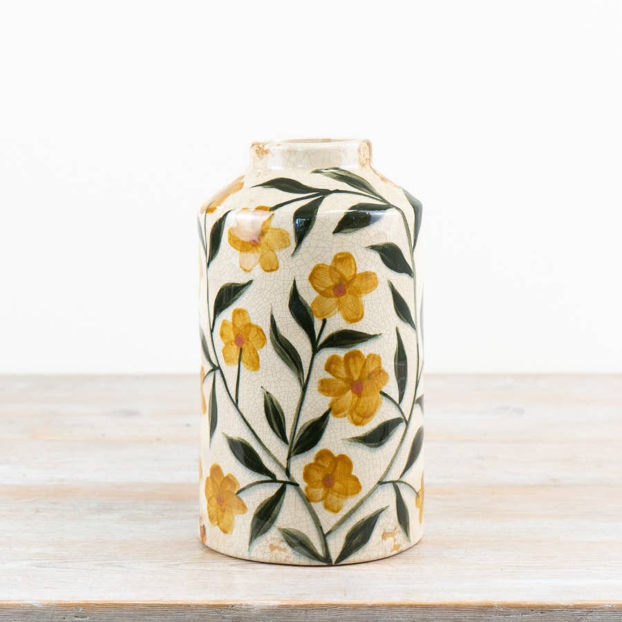 Cream Flower Design Vase