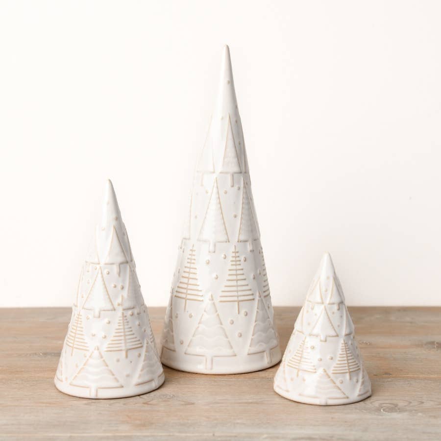 Ceramic White Reactive Glaze Tree, 15cm