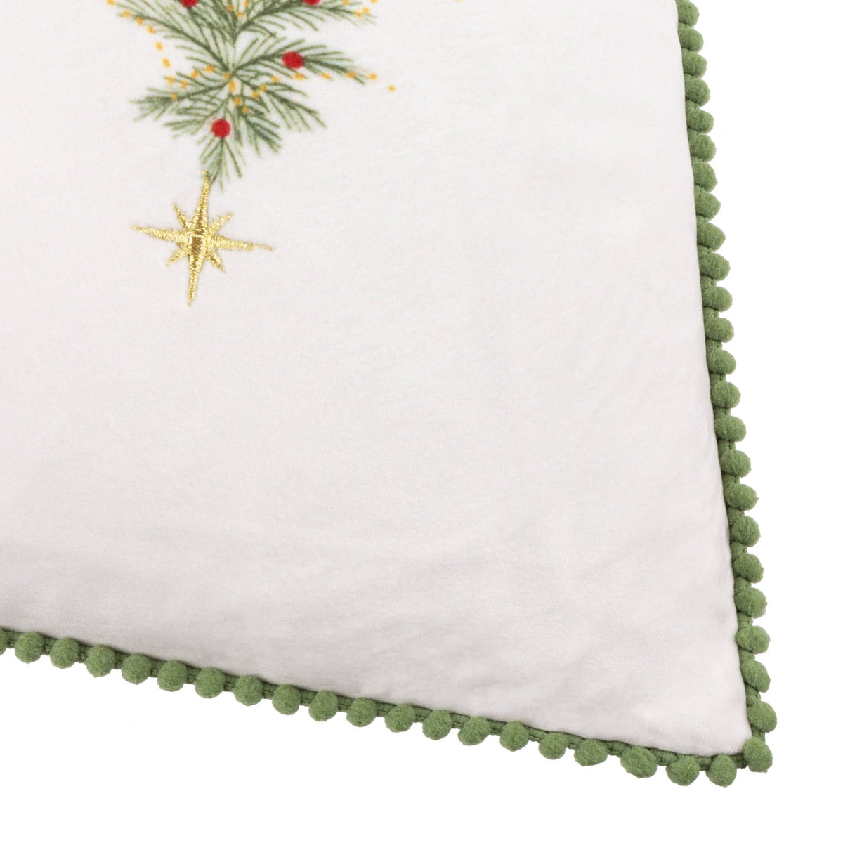 Twinkling Tree Trio Embroidered Cushion Green: Green / Polyester Filled / 30 x 50cm