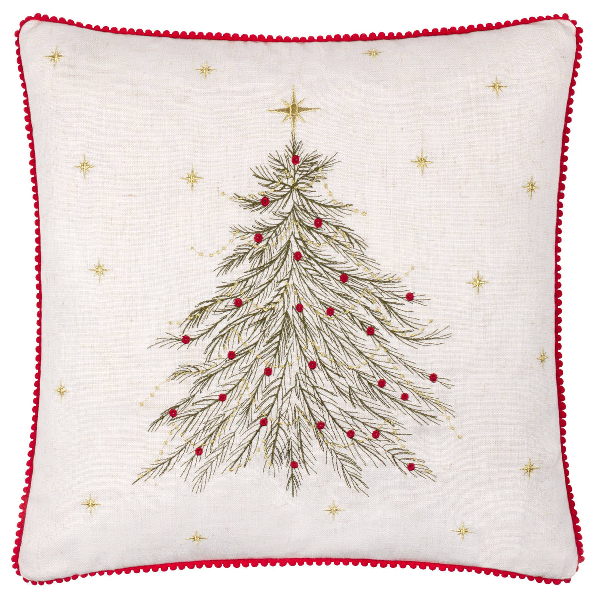 Twinkling Tree Embroidered Cushion Natural: Natural / Cover Only / 45 x 45cm