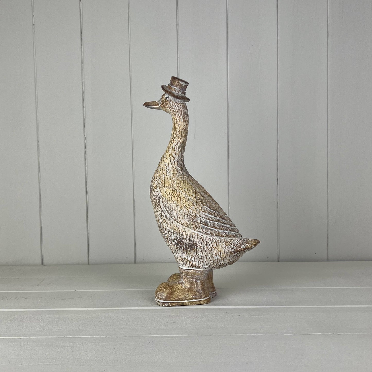 Large Polyresin Duck with Hat