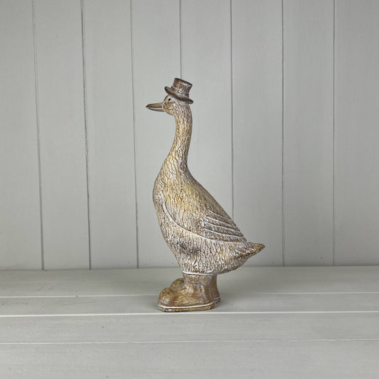 Large Polyresin Duck with Hat