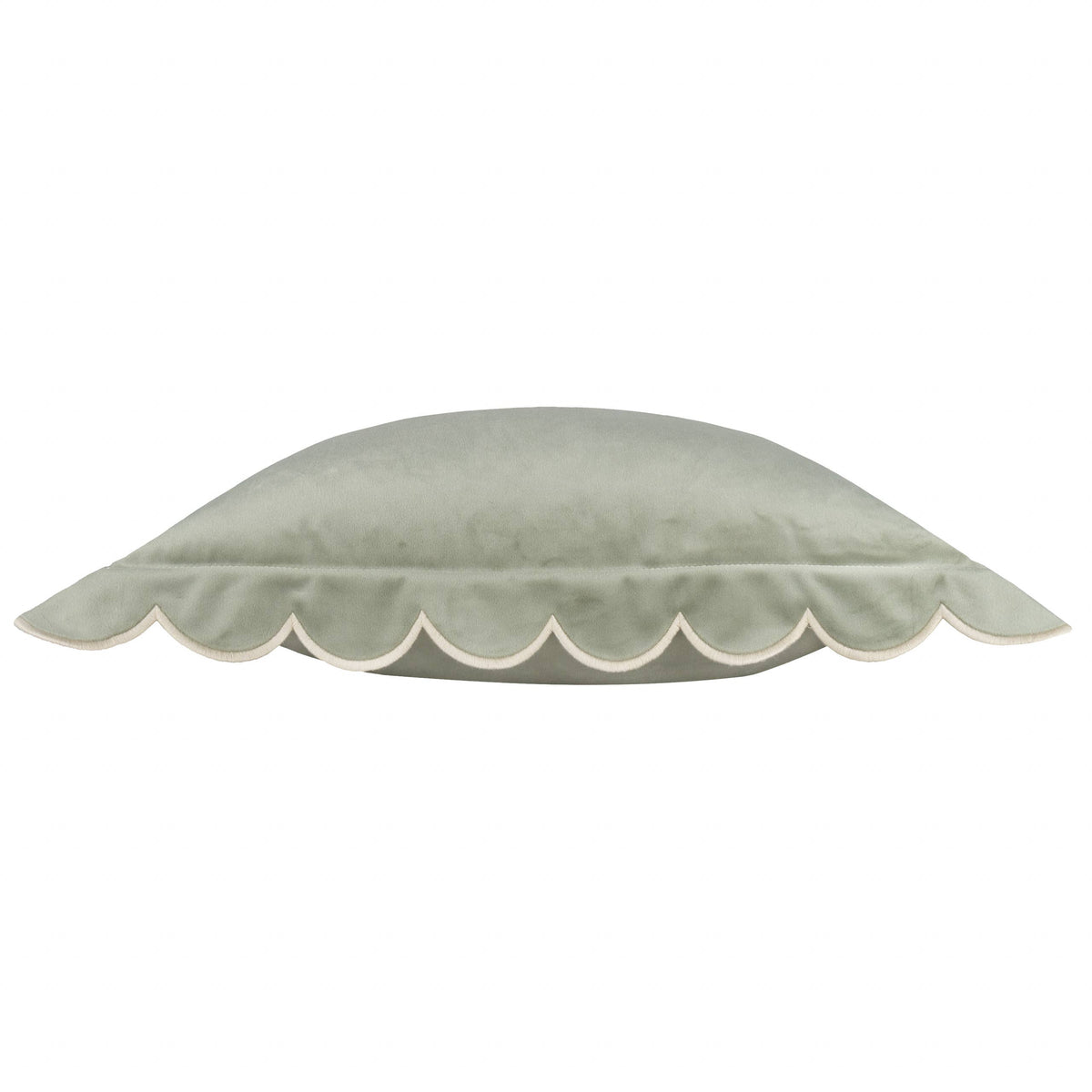Lil Scallop Velvet Cushion Green/Natural: Green/Natural / Polyester Filled / 45 x 45cm