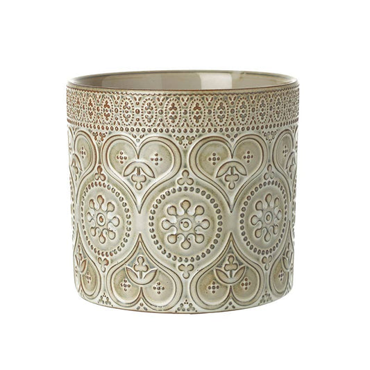 Grey Patterned Face Pot