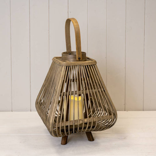 Small Bamboo Lantern with LED Candle