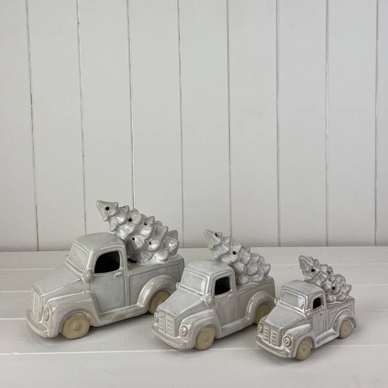 Glazed Ceramic Car Tree Ornament/Textured Detail Led