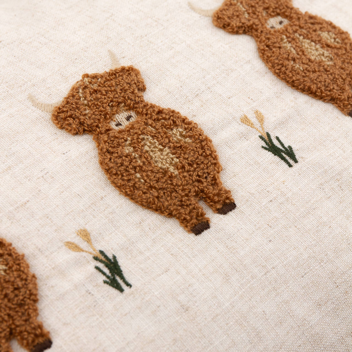 Ramble Highland Cow Tufted Cushion Ginger: Ginger / Polyester Filled / 30 x 50cm