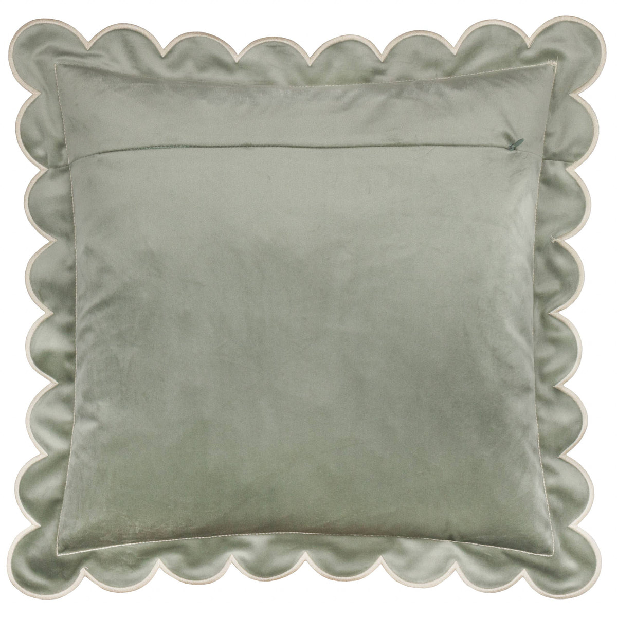 Lil Scallop Velvet Cushion Green/Natural: Green/Natural / Polyester Filled / 45 x 45cm