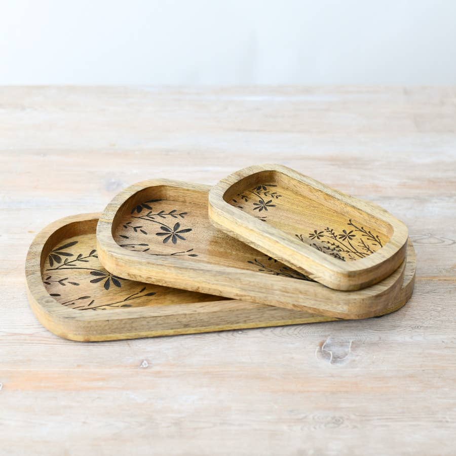 Etched Flower Serving Tray, 30cm