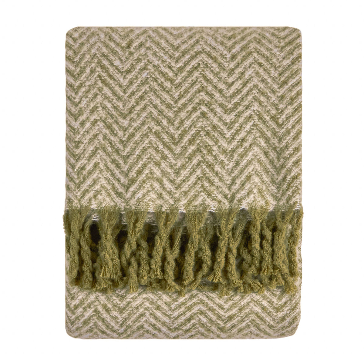 Tweedie Brushed Herringbone Throw Green: Green / 130 x 180cm