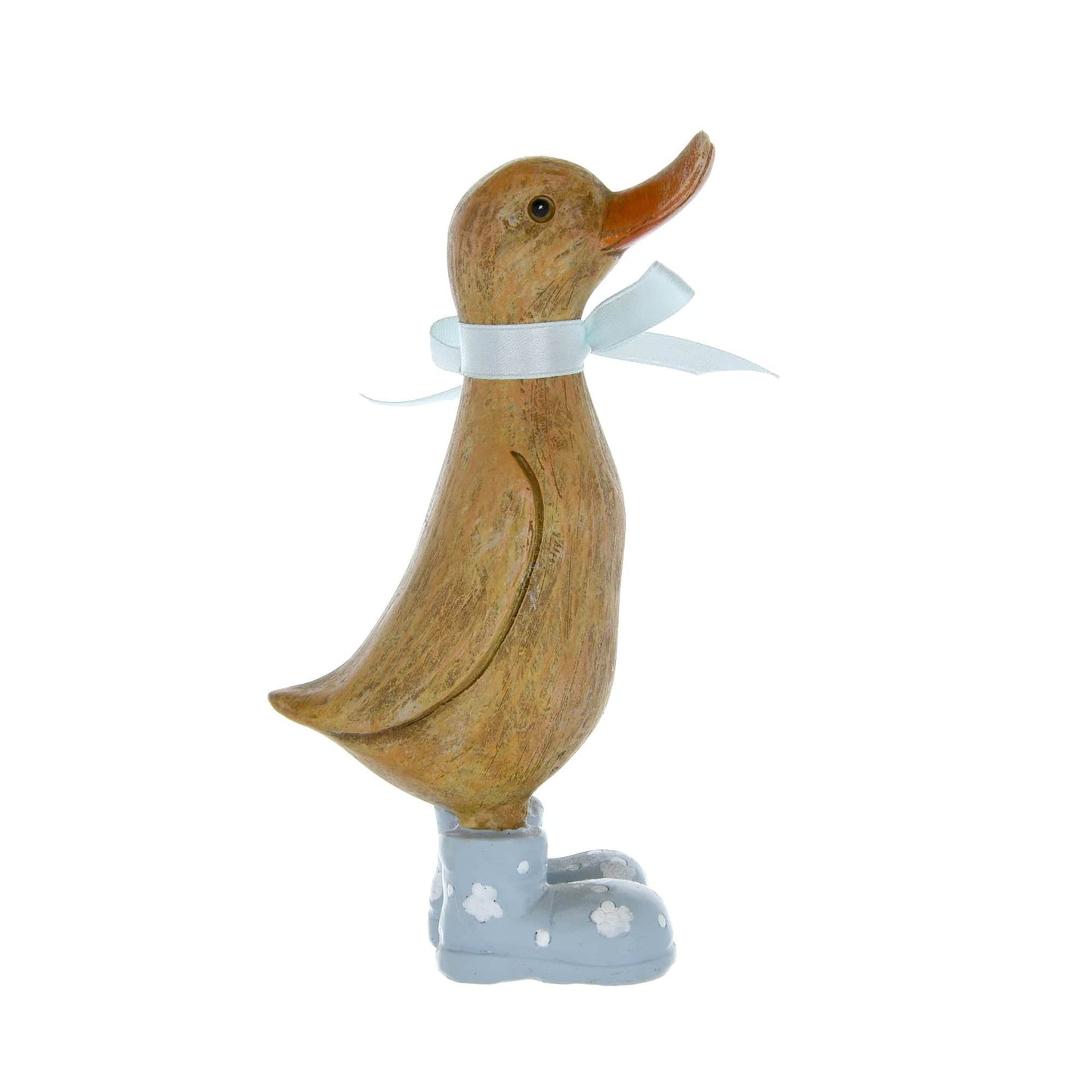 Duck in grey/blue wellies with bow ribbon 15.3cm 12PK