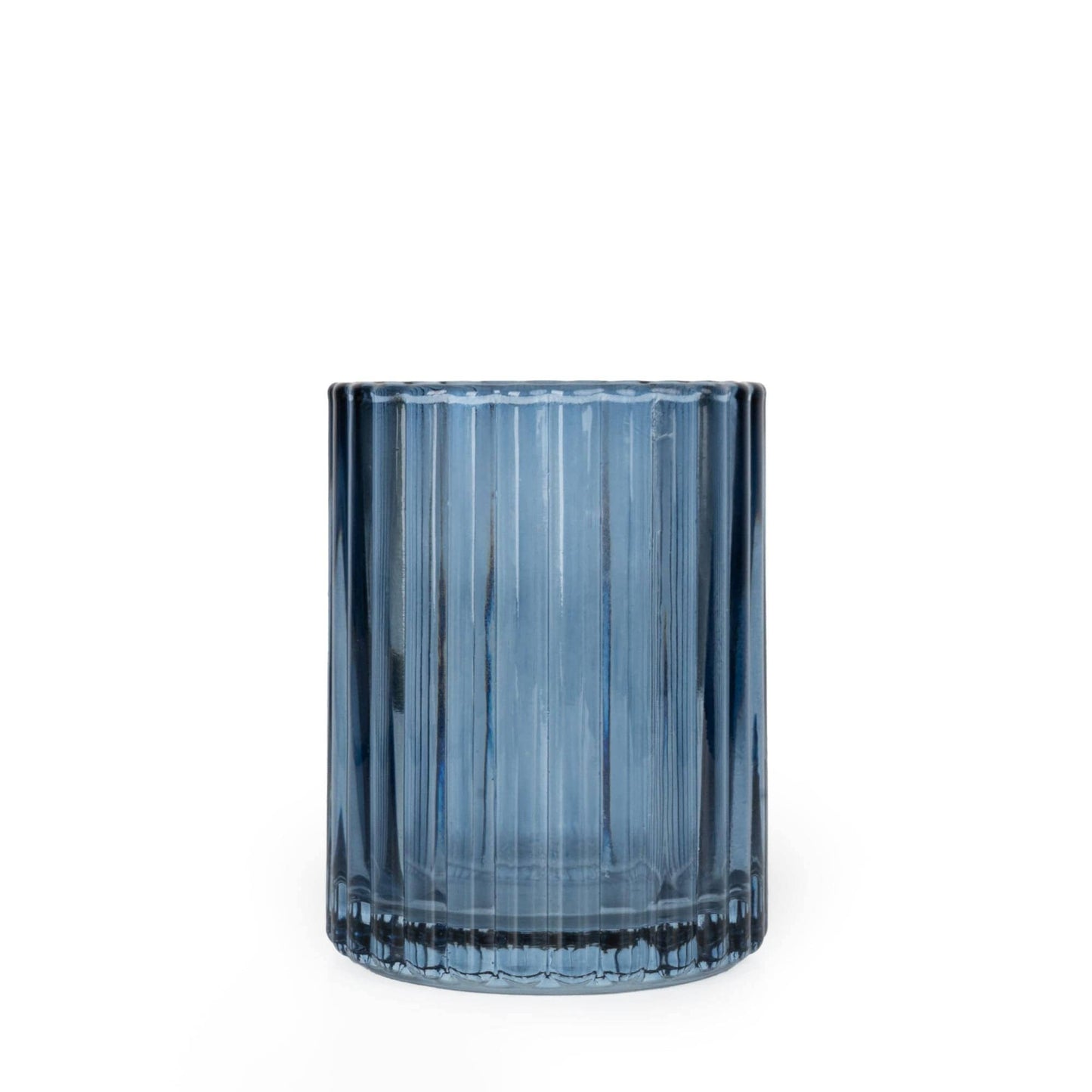 Ridged 10cm Glass Tumbler  - Blue 6PK