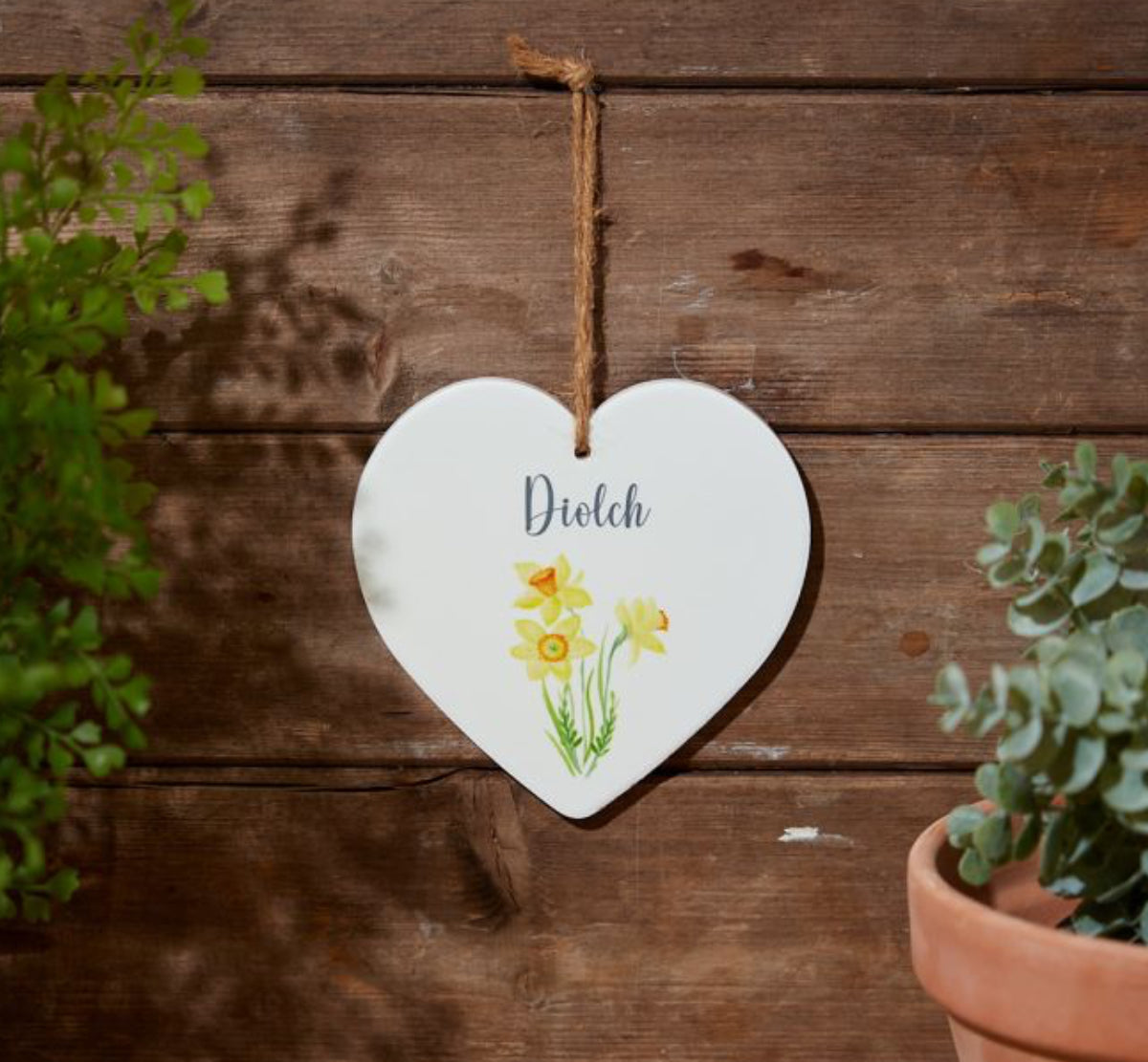 Welsh Diolch Ceramic Heart