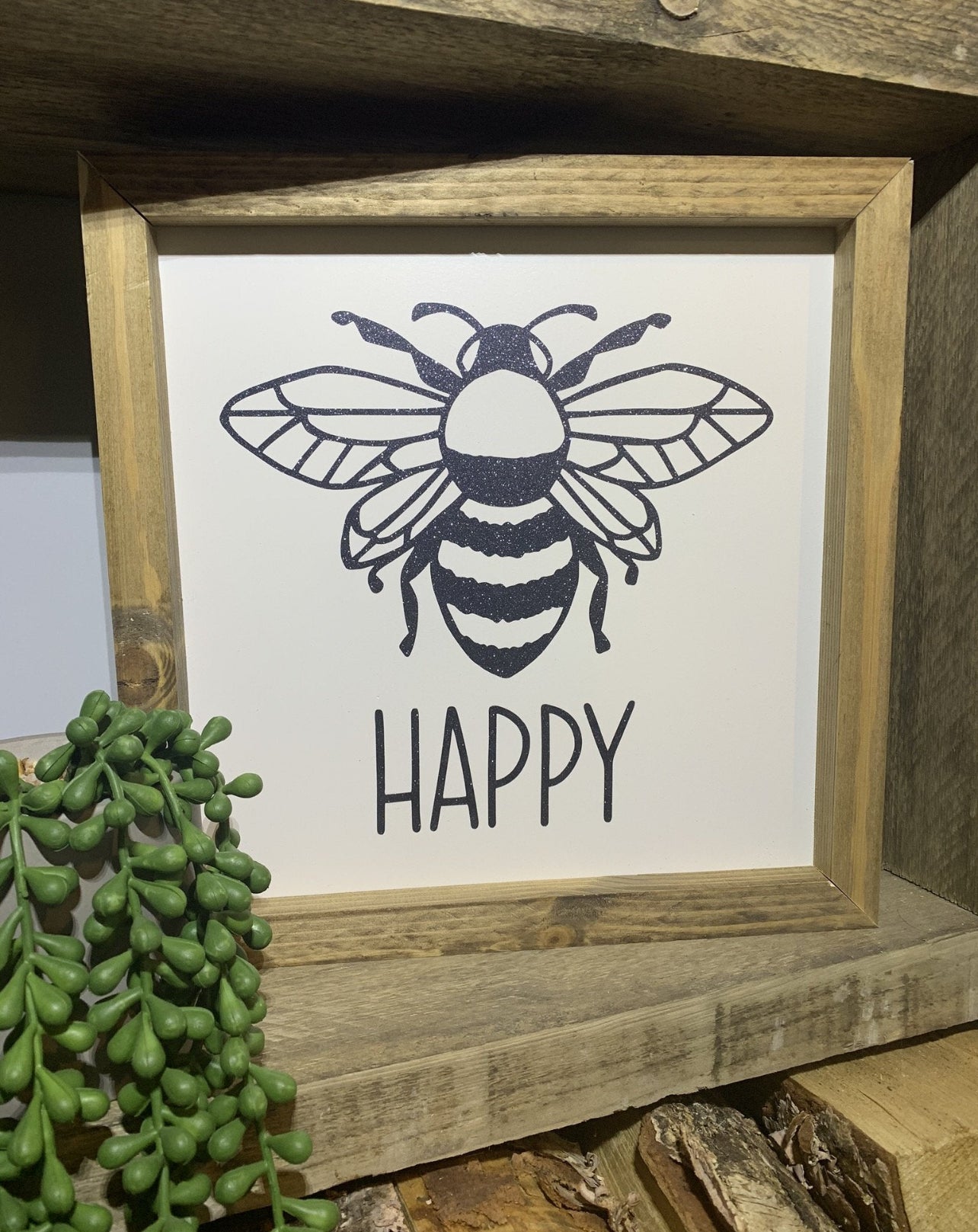 Bee Happy Framed Sign