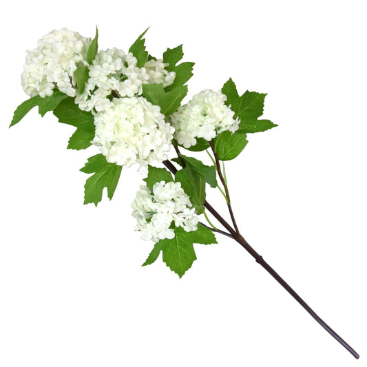 Artificial  Stem Faux  6 Headed Viburnum White 64cm 10PK