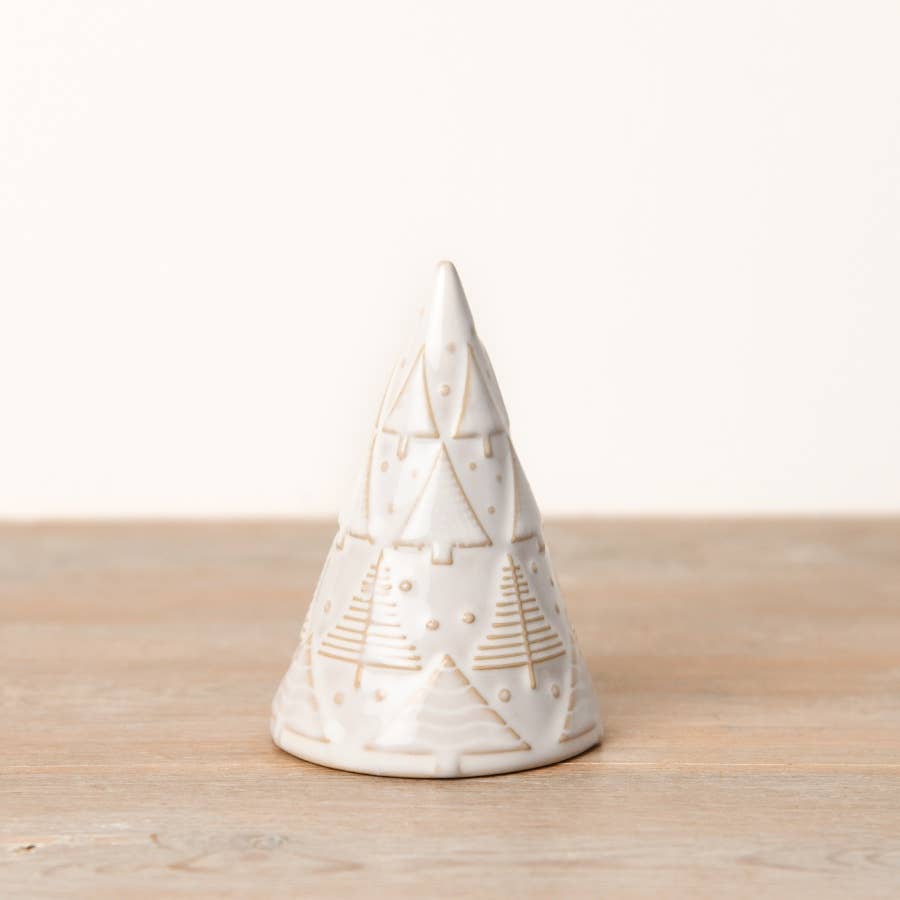 Ceramic White Reactive Glaze Tree Ornament 10cm