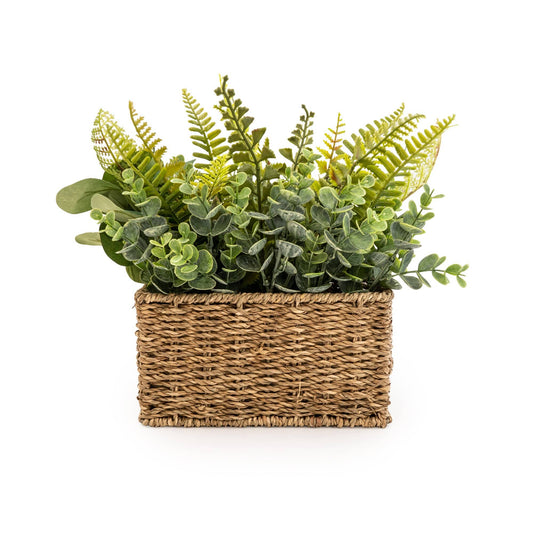 Green Ferns in Seagrass Basket 30cm