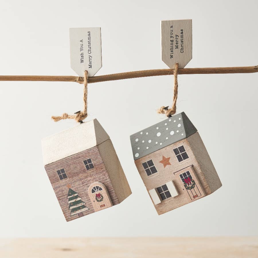 Merry Christmas Wooden House, 8cm