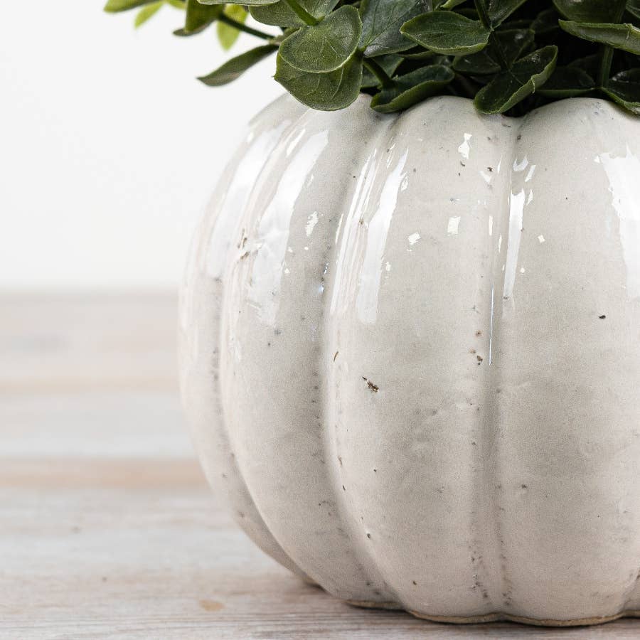 Ceramic Pumpkin Planter, 16 x 10.5cm