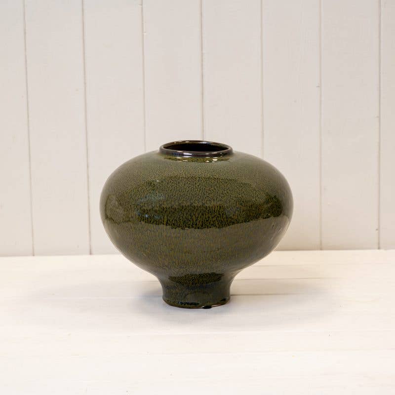 Green Ceramic Round Vase