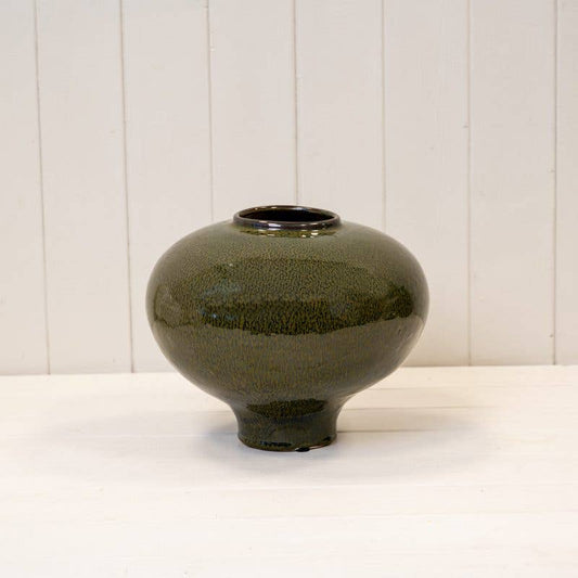 Green Ceramic Round Vase