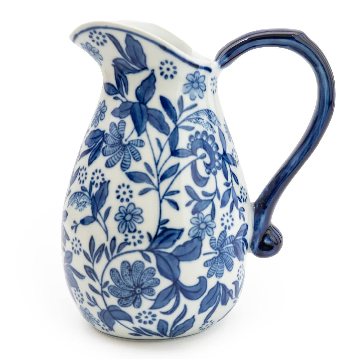 Blue & White Large Ceramic Jug 9"