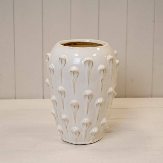 Medium Cream Ceramic Bobble Vase