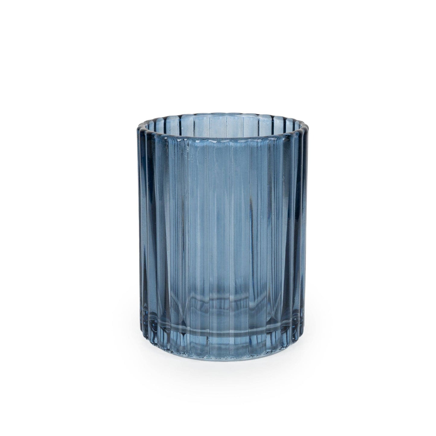 Ridged 10cm Glass Tumbler  - Blue 6PK