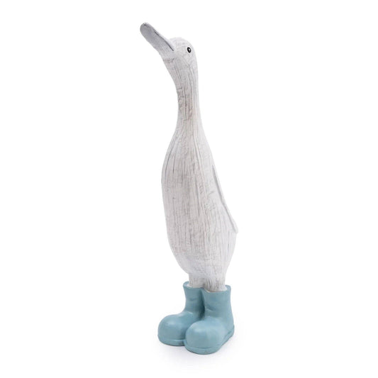 29CM Large Resin Duck in Wellies - Light Blue