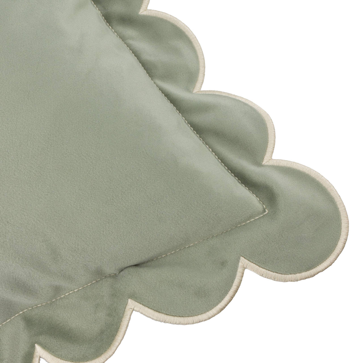 Lil Scallop Velvet Cushion Green/Natural: Green/Natural / Polyester Filled / 45 x 45cm