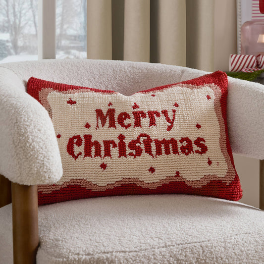 Candy Merry Christmas Tufted Cushion Red/White: Red/White / Polyester Filled / 30 x 50cm