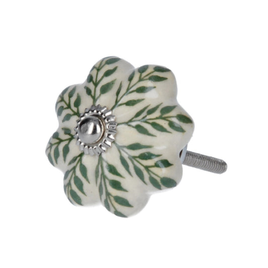 Green Leaf Ceramic Furniture Knob