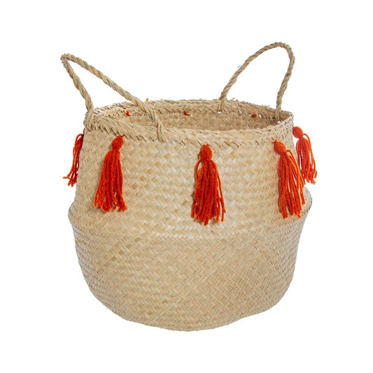Terracotta Tassel Belly Basket