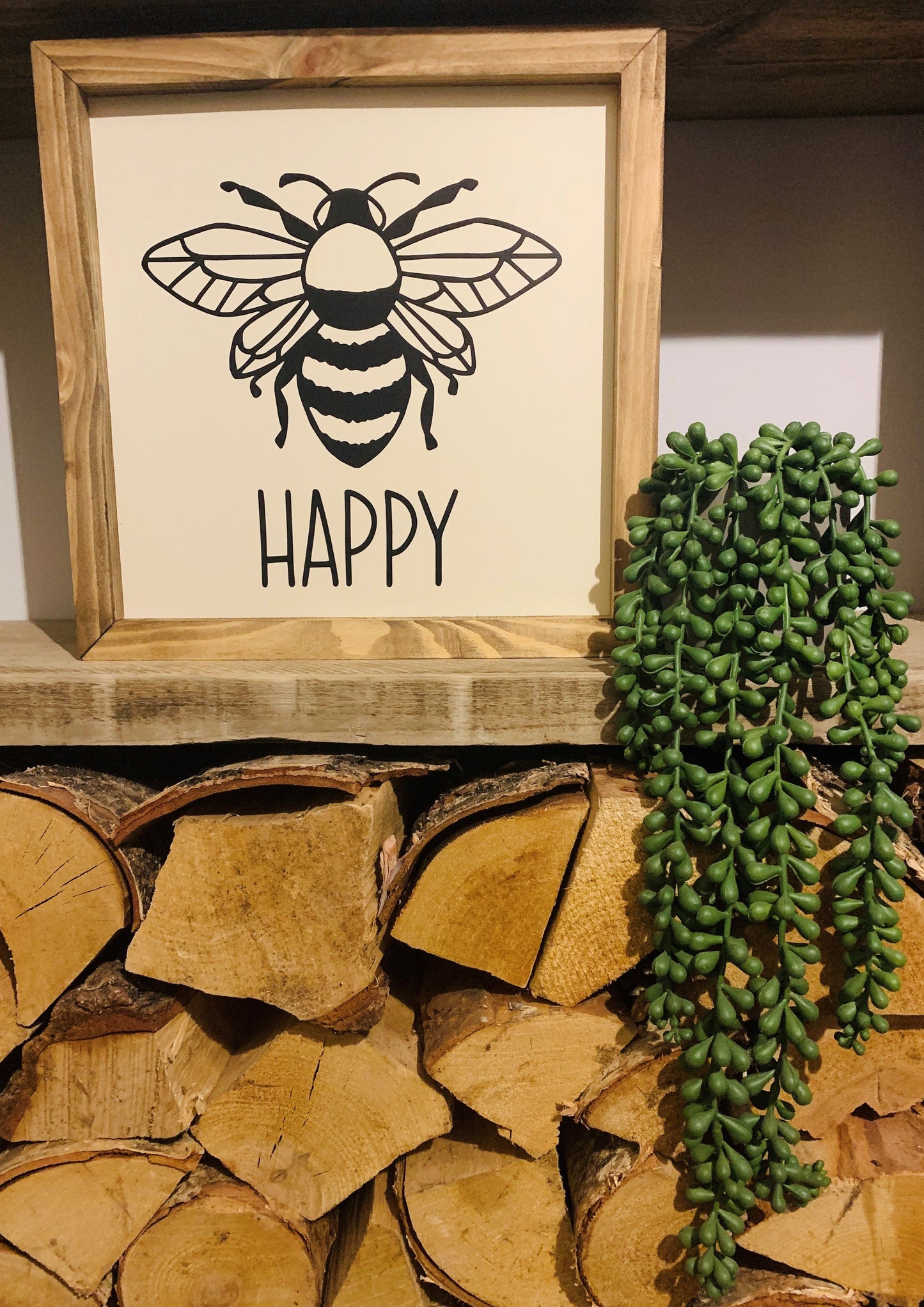 Bee Happy Framed Sign