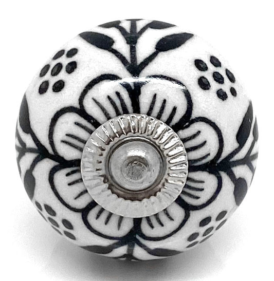 Black & White Twilight Stem Ceramic Knob