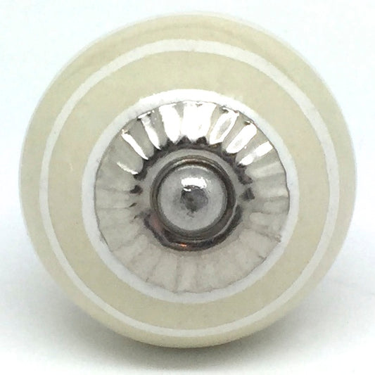 Cream & White Stripe Ceramic Knob