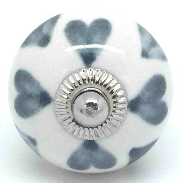 Dark Grey Heart Ceramic Knob