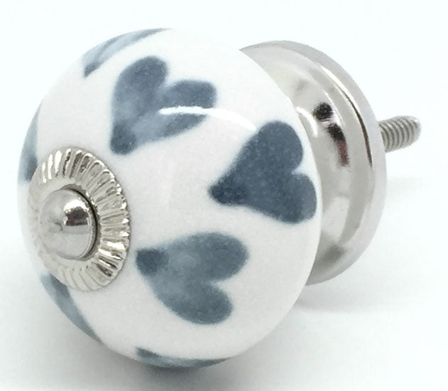 Dark Grey Heart Ceramic Knob