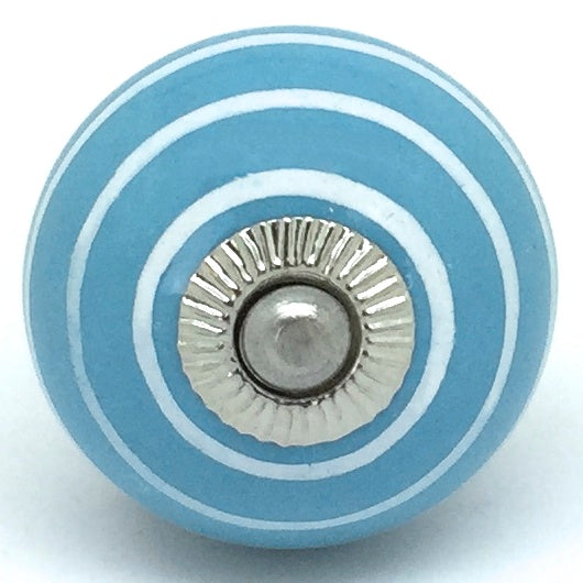Blue Stripe Ceramic Knob