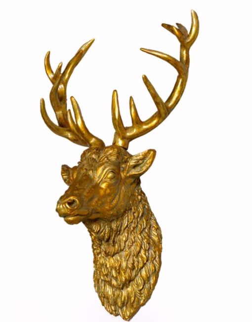 Large Antique Gold Stag Head Wall Décor