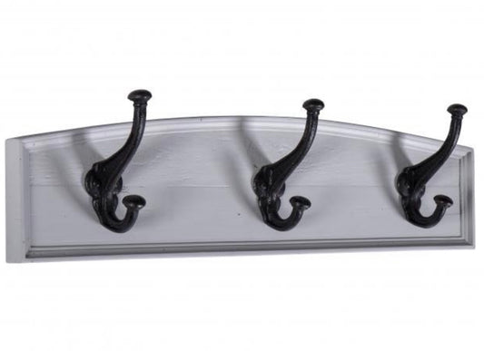 3 Hook Wooden Grey Coat Rack