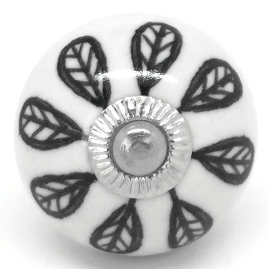 Oasis Black & White Ceramic Furniture Knob