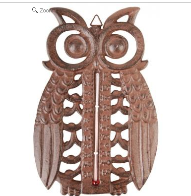 Cast Iron Owl Thermometer